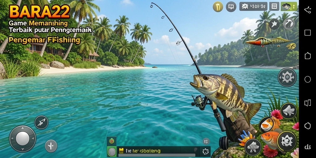 Tampilan gameplay BARA22 yang menarik dan mendebarkan dalam memancing.