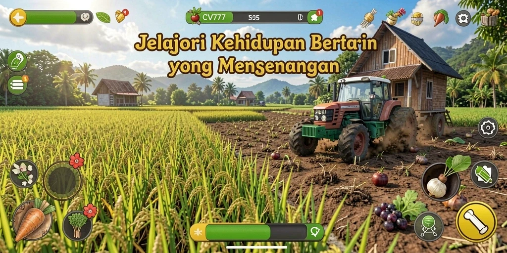 Gameplay CV777 menampilkan pengalaman bertani yang seru dan interaktif.
