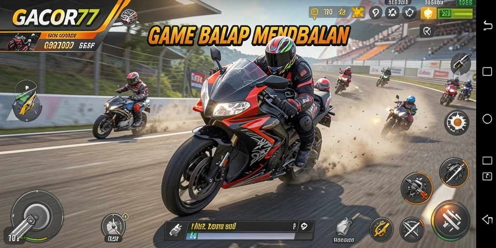 Tampilan gameplay seru dalam balapan motor di GACOR77.