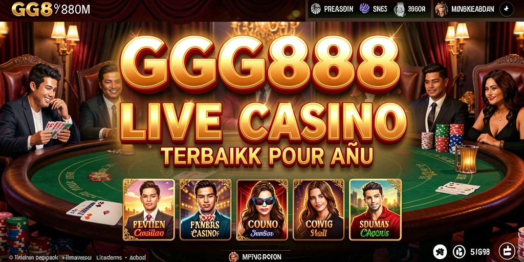 Menampilkan gameplay interaktif GGG888 dalam suasana Live Casino.