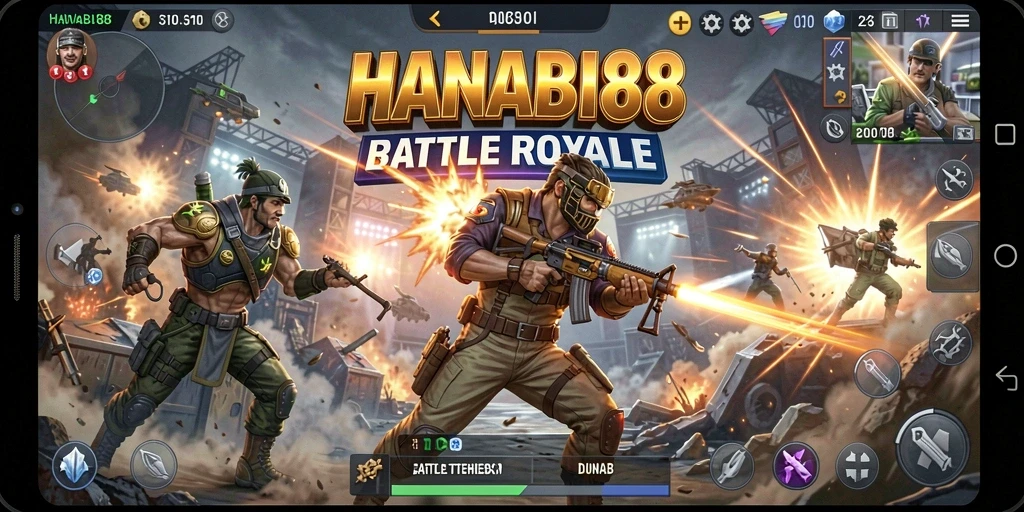 Gameplay menegangkan di tengah pertempuran Battle Royale.