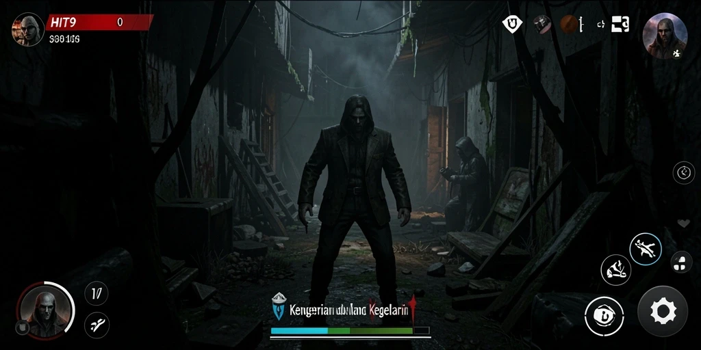 Screenshot dari gameplay HIT9 yang penuh ketegangan dan kengerian.