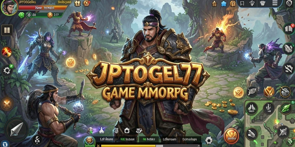Tangkapan layar gameplay JPTOGEL77 menampilkan pertarungan epik dalam dunia MMORPG.