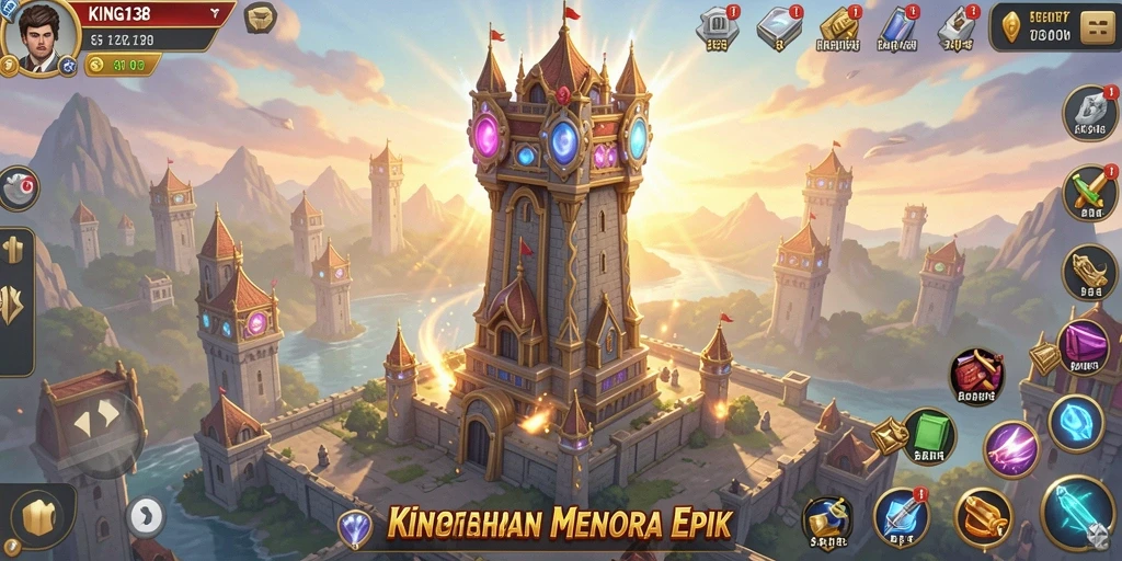 Tangkapan layar KING138 menunjukkan aksi menara yang mendebarkan dalam menghadapi gelombang musuh.