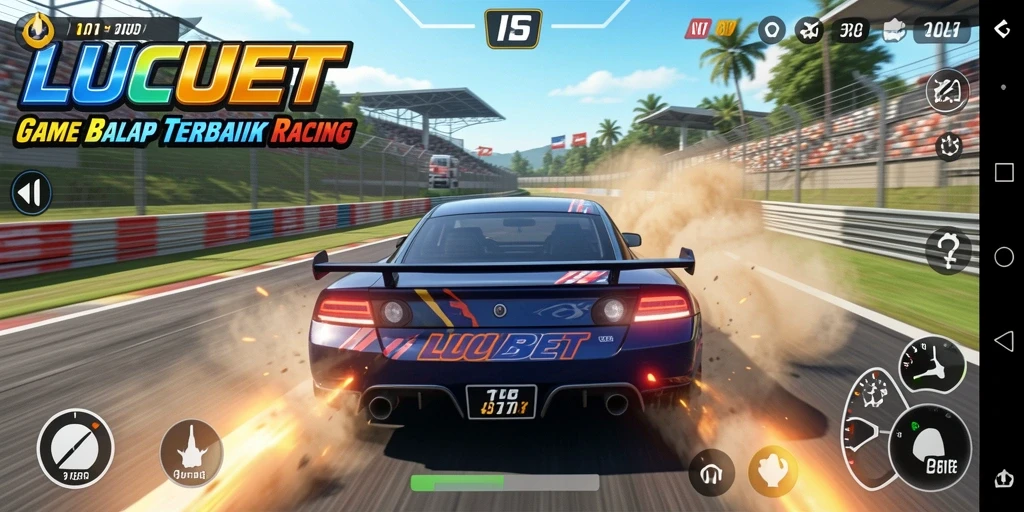 Gameplay menegangkan di trek balap LUCUBET.