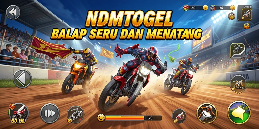 Tampilkan gameplay seru balapan NDMTOGEL yang menegangkan dan mendebarkan.