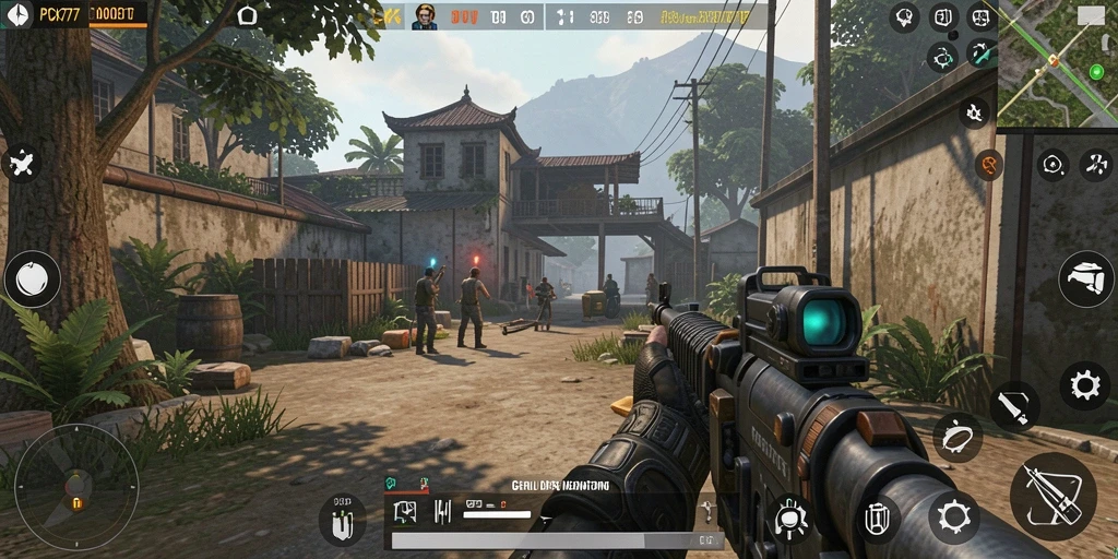 Tampilan gameplay akrab di PCX777 dengan aksi tembak-menembak yang seru.
