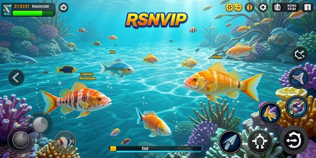 Tampilan gameplay menembak ikan yang seru dan penuh warna di RSNVIP.