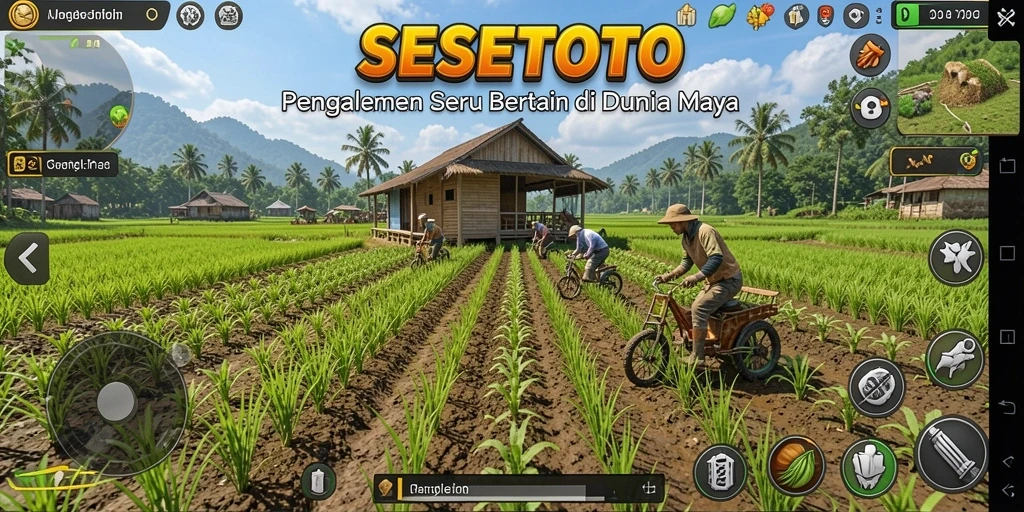 Screenshot gameplay SESETOTO menampilkan aktivitas bertani yang seru.