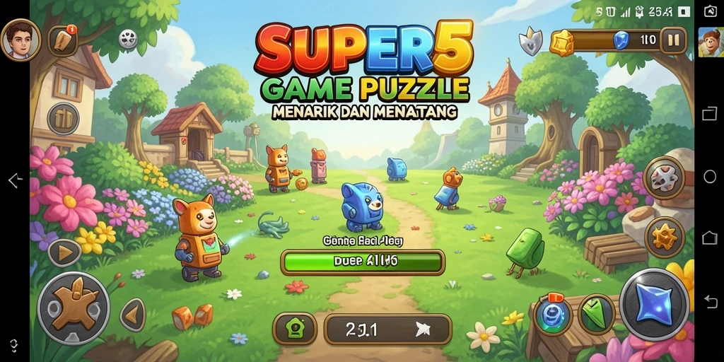 Tampilan gameplay <strong>SUPER5</strong> dengan teka-teki menarik dan tantangan seru.