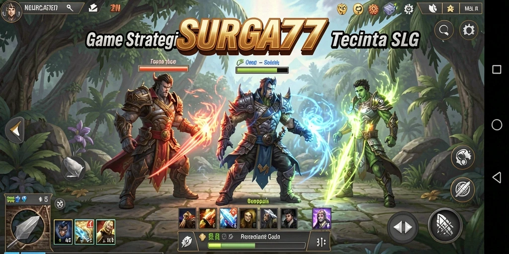 Tampilan gameplay seru dari SURGA77 yang menampilkan strategi SLG.