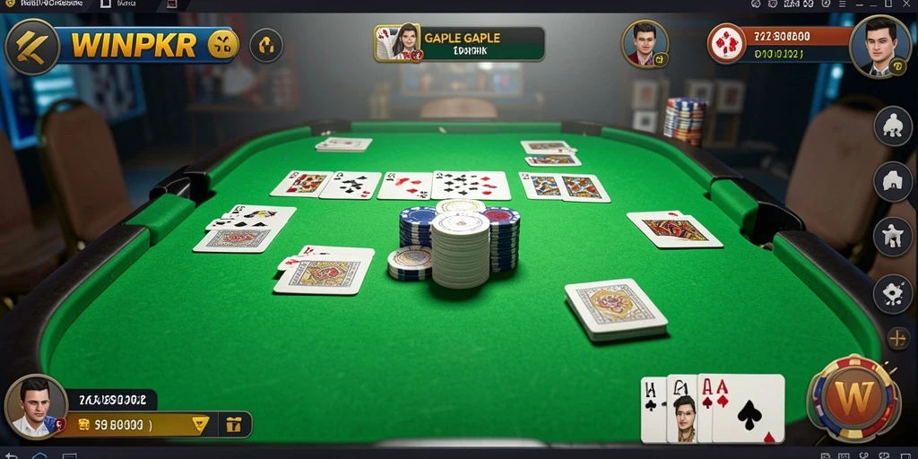 Screenshot utama gameplay WINPKR yang mengasyikkan dan interaktif.